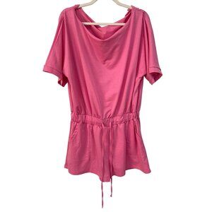 Romper Size XL Short Dolman Sleeves Wide Neck Pink Polyester Blend Summer Wear
